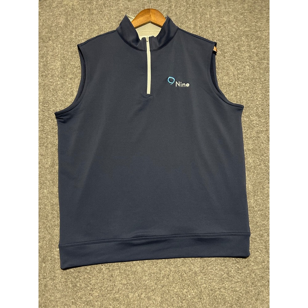 Peter Millar Vest Mens Large Blue Golf Galway Stretch Loop Terry 1/4 Zip - Picture 2 of 7